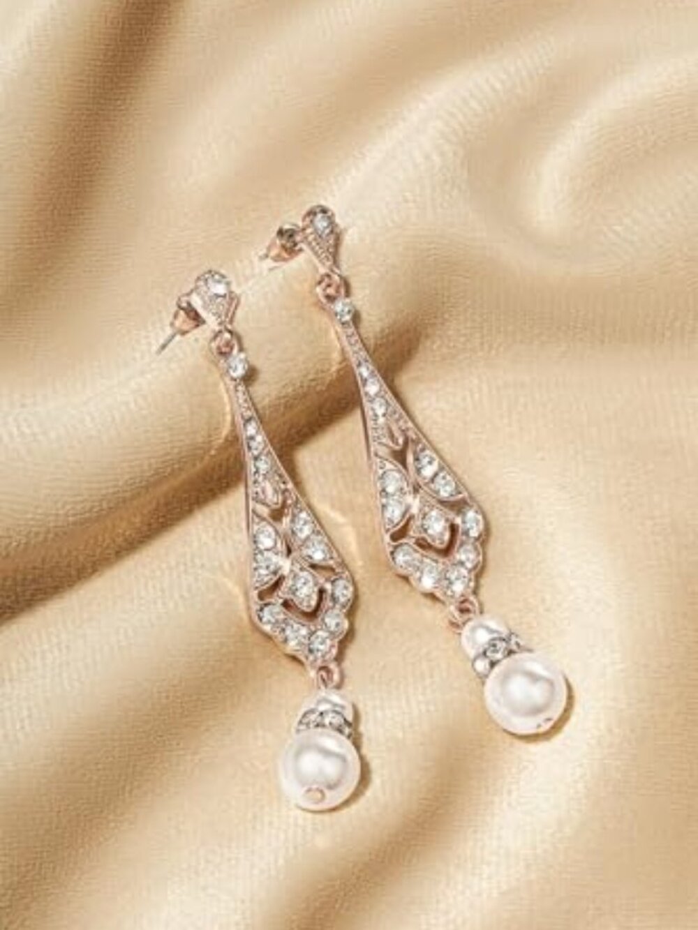New - 1920s Vintage Wedding Pearl Dangle Drop Earrings Art Deco Gatsby Earrings